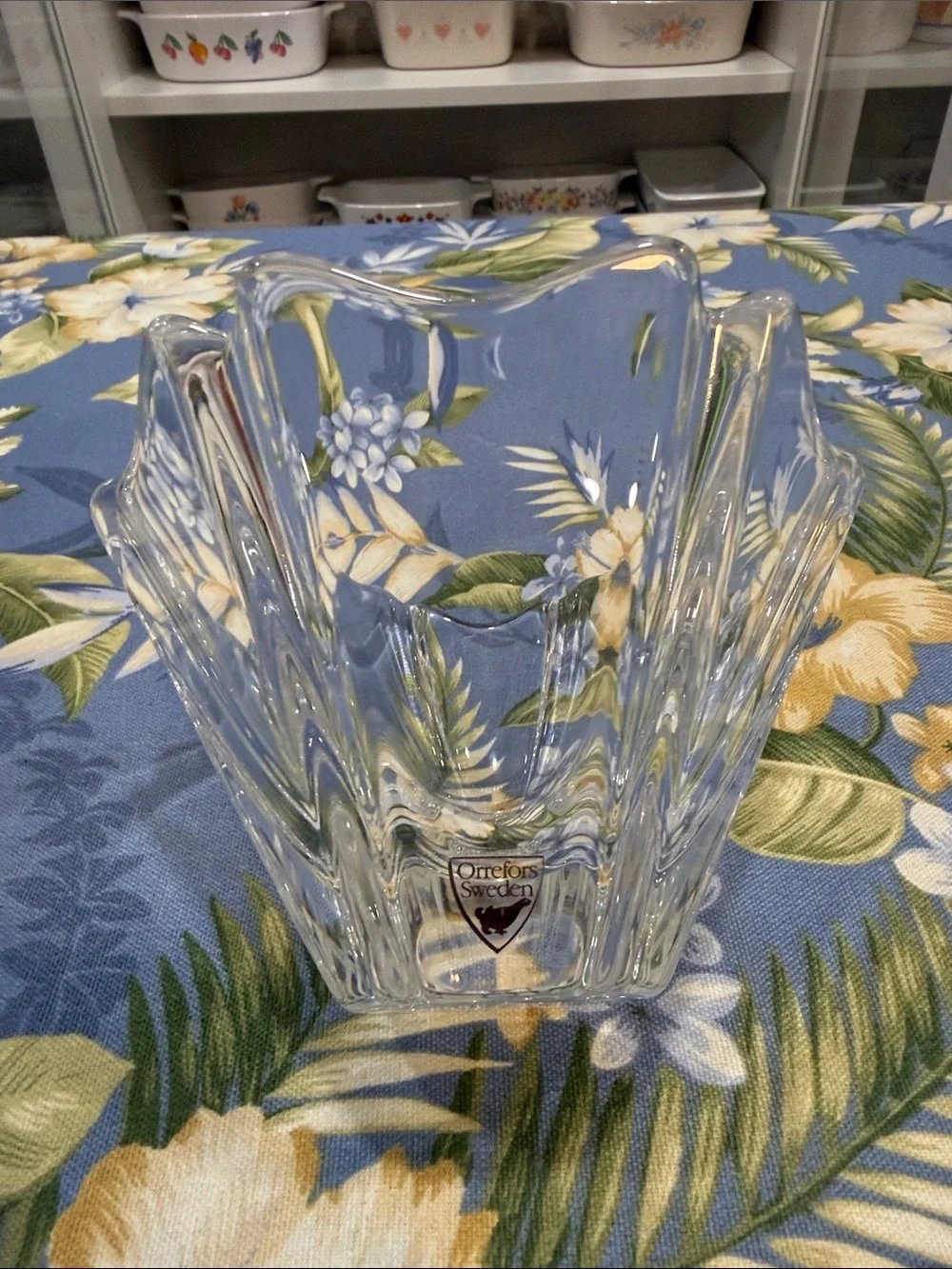 Orrefors Kostaboda Clear Crystal Fluted Bowl